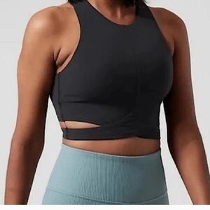 Athleta Black Conscious Crop Cut Out Sports Bra Top